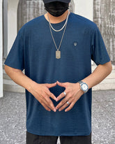 4XL-8XL Big & Tall Men's Daily Casual Blue Quick Dry Round Neck Short Sleeve T-Shirt